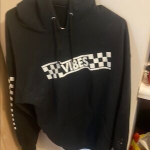 Vans Black Hoodie with Checkered Vibes Graphic